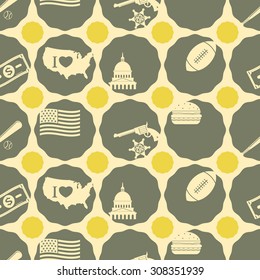 Seamless background with usa icons for your design
