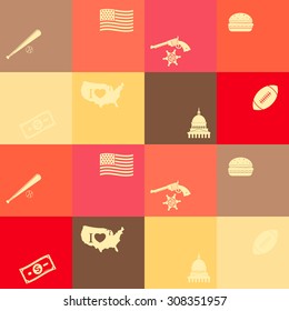 Seamless background with usa icons for your design