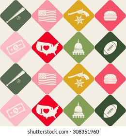 Seamless background with usa icons for your design