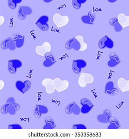 Seamless background for Valentine's Day, heart, love soft blue tone