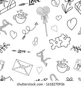 Seamless background. Valentine's day pattern. Vector illustration. Circuit.