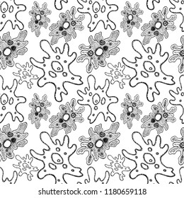 Seamless background of various amoebas