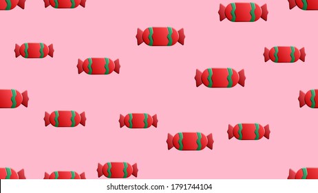 Seamless background with various candies. Vector illustration.