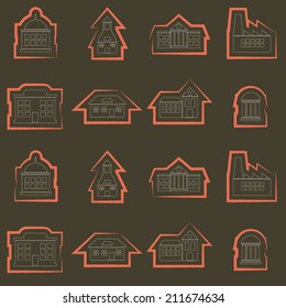 seamless background with various city buildings