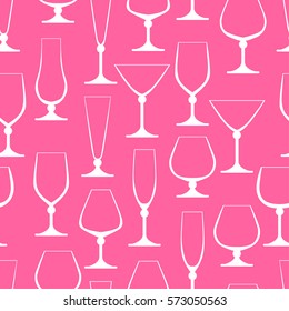 Seamless background from various crystal glasses. Pattern