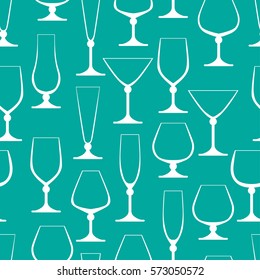 Seamless background from various crystal glasses. Pattern