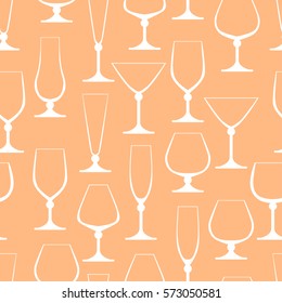 Seamless background from various crystal glasses. Pattern