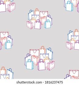 Fondo sin igual para varias bolsas de compras trazadas