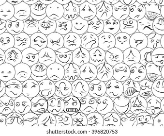 Seamless Background of various face expressions. Abstract Background face pattern. Vector illustration. 