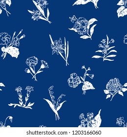 Seamless background of various flowers    