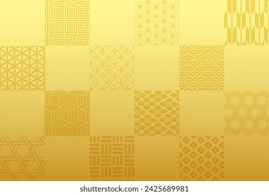 Seamless background with various Japanese patterns. Vector illustration.