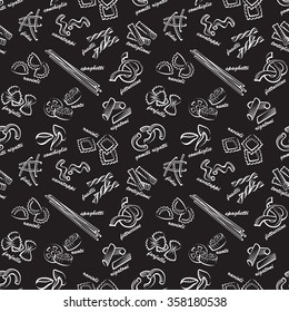 seamless background of various pasta