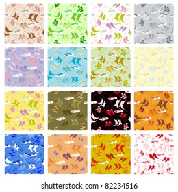 Seamless background. Various set of shoes