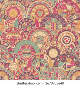 Seamless background in vector with circles. Circles ethnic pattern    