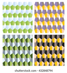 Seamless background in vector. COLORFUL TRIANGLES PATTERN. green,yellow, purple, gray