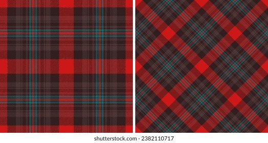Seamless background vector of fabric texture textile with a plaid tartan pattern check set in favorite colors.