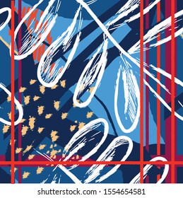 Seamless background. Vector floral header in tropical style. Modern graphic design