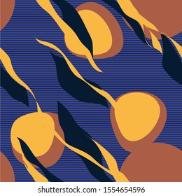 Seamless background. Vector floral header in tropical style. Modern graphic design