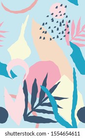 Seamless background. Vector floral header in tropical style. Modern graphic design