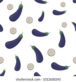 Seamless background. Vector illustration of aubergine. Seamless background. Suitable for wallpapers, packaging, menu.