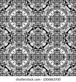 Seamless background. Vector illustration. Maximal element tiles geometric seamless pattern in white, gray and black colors.