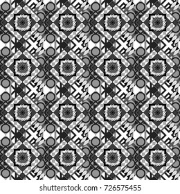 Seamless background. Vector illustration. Maximal element tiles geometric seamless pattern in white, gray and black colors.