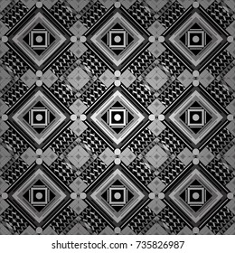 Seamless background. Vector illustration. Maximal element tiles geometric seamless pattern in white, gray and black colors.