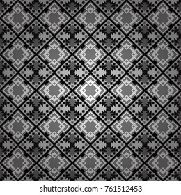 Seamless background. Vector illustration. Maximal element tiles geometric seamless pattern in gray, black and white colors.