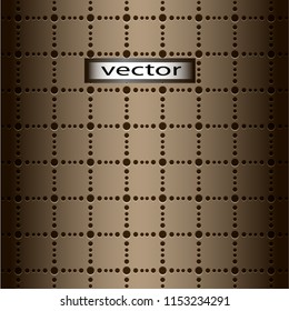 Seamless background Vector illustration of perforated brown dark yellow metal plating color brass