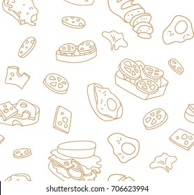 Seamless background, vector illustration, sandwiches
