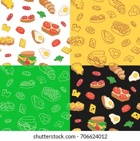 Seamless background, vector illustration, sandwiches