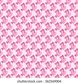 Seamless background vector illustration Valentine's Day. Decorative flowers, heart