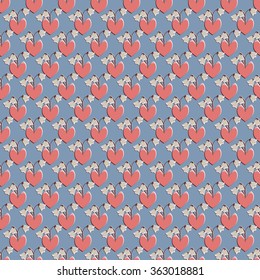 Seamless background vector illustration Valentine's Day. Decorative flowers, heart