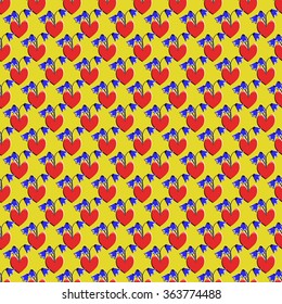 Seamless background vector illustration Valentine's Day. Decorative flowers, heart