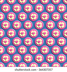 Seamless background vector illustration Valentine's Day. Decorative flowers, heart