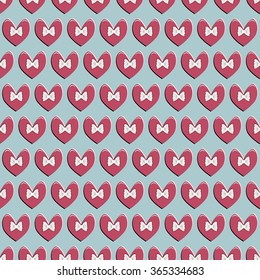 Seamless background vector illustration Valentine's Day. Decorative bow, heart