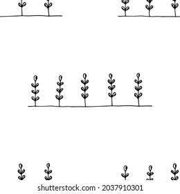  Seamless background vector pattern with stylized hand drawn trees.