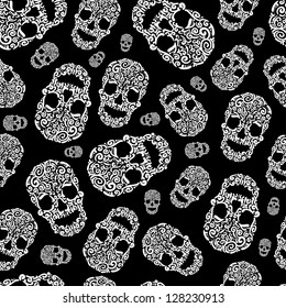 seamless background with vector skulls