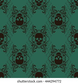 Seamless background with vector skulls