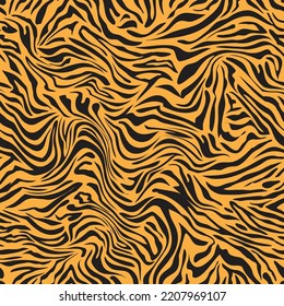 nahtloser Hintergrund, Vektorgrafik von Tigern, Tierhautmuster auf Druck oder Hintergrund