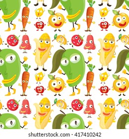 Seamless background  with vegetables and fruits illustration