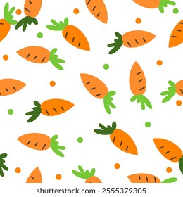 seamless background with vegetables, Repeat seamless pattern with orange carrots, replete image design for fabric printing