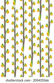 seamless background with vertical decorative branches