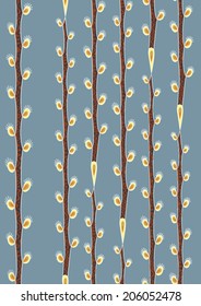 seamless background with vertical decorative willow branches
