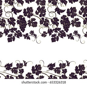 Seamless background with vines. Vector seamless pattern background with vines in vintage style. Can be used for labels, invitations, greetings, posters, leaflets.