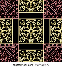Seamless background.  Vintage color background for paper or cover. Abstract geometrical ethnic ornament with northern motifs. Vector texture.