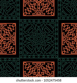 Seamless background.  Vintage color pattern for wallpaper or cloth design. Abstract geometrical ethnic ornament with northern motifs. Vector texture.