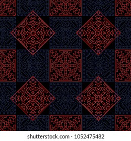 Seamless background.  Vintage color pattern for paper or cover. Abstract geometrical ethnic ornament with northern motifs. Vector texture.