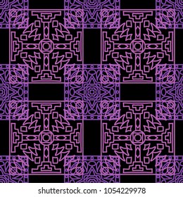 Seamless background.  Vintage color pattern for fabric or paper. Abstract geometrical ethnic ornament with northern motifs. Vector texture.