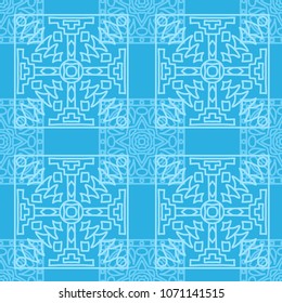 Seamless background.  Vintage color pattern for fabric or paper. Abstract geometrical ethnic ornament with northern motifs. Vector texture.
